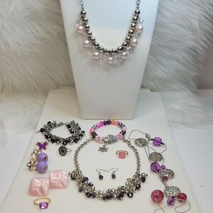 Purple and Pink Jewelry Set